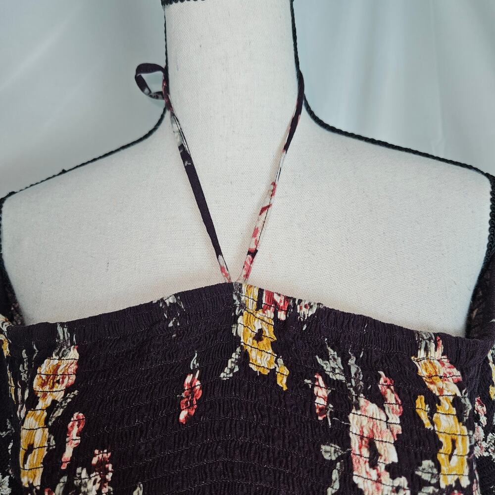 Torrid Dress Women's 4 (4X) Purple Floral Off Shoulder Smocked Halter Boho Mini - Picture 6 of 13